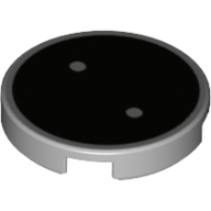 Деталь LEGO Tile Round 2 x 2 with Bottom Stud Holder with ':' on Black Background Print, Светлый сине-серый