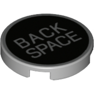 Деталь LEGO Tile Round 2 x 2 with Bottom Stud Holder with 'BACK SPACE' on Black Background Print, Светлый сине-серый