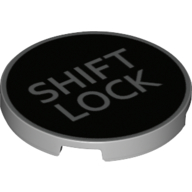 Деталь LEGO Tile Round 3 x 3 with 'SHIFT LOCK' on Black Background Print, Светлый сине-серый