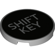 Деталь LEGO Tile Round 3 x 3 with 'SHIFT KEY' on Black Background Print, Светлый сине-серый