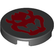Деталь LEGO Tile Round 2 x 2 with Red Bowser Skull print, Черный