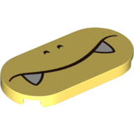Деталь LEGO Tile Round 2 x 4 with Face, White Fangs print, Ярко-светло-желтый