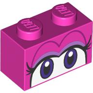 Набор LEGO Brick 1 x 2 with Eyelashes, Dark Purple/White Eyes print, Темно-розовый