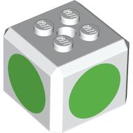 Набор LEGO Brick Special Cube with 2 x 2 Studs on Top, and Bright Green Circles Print, Белый