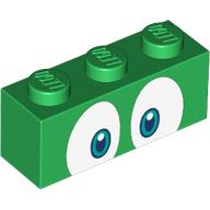 Набор LEGO Brick 1 x 3 with White Eyes, Dark Turquoise / Blue Pupils print, Зеленый