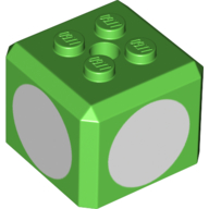 Набор LEGO Brick Special Cube with 2 x 2 Studs on Top, and White Circles Print, Ярко-зеленый