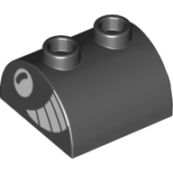 Набор LEGO Brick Curved 2 x 2 with Two Top Studs with White Eye, Big Teeth Smile print, Черный