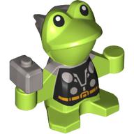 Деталь LEGO Animal, Frog with Silver Hammer, Black Torso, Gold Belt print (Throg), Лайм
