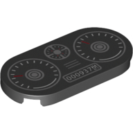 Деталь LEGO Tile Round 2 x 4 with Car Dashboard, Speed Dials Print, Черный