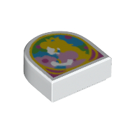 Tile 1 x 1 Half Circle with Princes Peach print