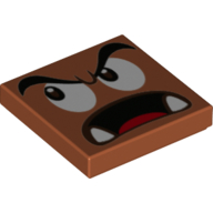 Набор LEGO Tile 2 x 2 with Groove with Goomba Face Looking Right with Open Mouth Print, Темно-оранжевый