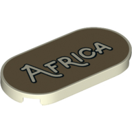 Деталь LEGO Tile Round 2 x 4 with 'Africa' on Dark Tan Background print, Светящийся в темноте белый