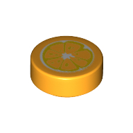 Деталь LEGO Tile Round 1 x 1 with Orange Center/slice print, Ярко-светло-оранжевый