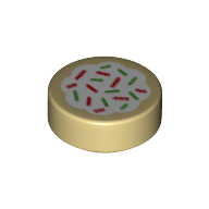 Деталь LEGO Tile Round 1 x 1 with Christmas Cookie print, Песочный