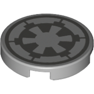 Деталь LEGO Tile Round 2 x 2 with Dark Bluish Grey Star Wars Empire Symbol print, Светлый сине-серый