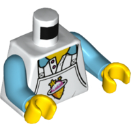 Деталь LEGO Torso Shirt and Apron with Ice Cream Print, Medium Azure Arms, Yellow Hands, Белый