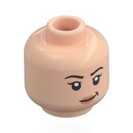 Деталь LEGO Minifig Head Yaz, Eyelashes, Flesh Lips, Slight Smile / Scared Print, Светлый телесный