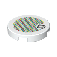 Деталь LEGO Tile Round 2 x 2 with Bottom Stud Holder and Mushroom and Barcode Print (Sticker), Белый