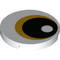 Деталь LEGO Tile Round 3 x 3 with Gold and Black Circles print (Eye), Белый