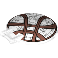 Деталь LEGO Dish 6 x 6 Inverted - No Studs with Handle with Rose Window and 4 Metallic Copper Lines Print, Прозрачный бесцветный