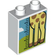 Набор LEGO Duplo Brick 1 x 2 x 2 with Bottom Tube with Giraffe Body Height Chart Print, Белый