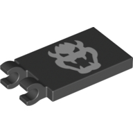 Деталь LEGO Tile Special 2 x 3 with 2 Clips without Tab between Clips with Bowser Head Print, Черный