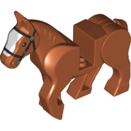 Набор LEGO Animal, Horse, Moveable Legs with Black Bridle and Wide White Blaze Print, Темно-оранжевый