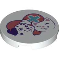 Tile Round 3 x 3 with Coral Heart, Medium Azure Medical Heart, Cat, Dog print