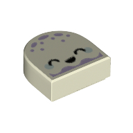 Деталь LEGO Tile 1 x 1 Half Circle with Jellyfish print, Светящийся в темноте белый