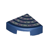 Деталь LEGO Tile Round 1 x 1 Quarter with Yellowish Green/Lavender Stripes print, Темно-синий