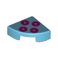 Деталь LEGO Tile Round 1 x 1 Quarter with Dark Pink Game Controller Buttons print, Средне-лазурный