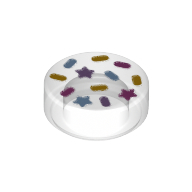 Tile Round 1 x 1 with Dark Pink. Lavender, Bright Orange, Bright Light Blue Shapes print