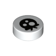 Деталь LEGO Tile Round 1 x 1 with Black Eye, White Dots print, Белый