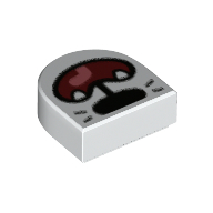 Деталь LEGO Tile 1 x 1 Half Circle with Animal Snout, Open Mouth, Tongue, Fangs print, Белый