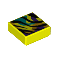 Набор LEGO Tile 1 x 1 with Rainbow Colors, Black Stripes print, Vibrant Yellow