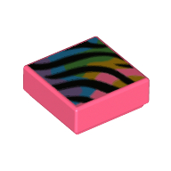 Набор LEGO Tile 1 x 1 with Rainbow Colors, Black Stripes print, Коралловый