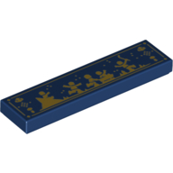 Набор LEGO Tile 1 x 4 with Golden Silhouettes of Figures Playing In Snow/Ice print, Темно-синий