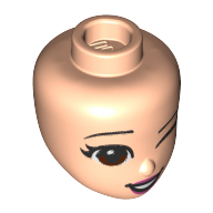 Деталь LEGO Minidoll Head, Wink, Open Mouth, Brown Eye print, Светлый телесный