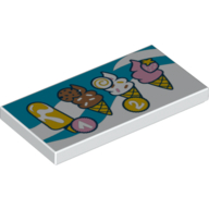 Набор LEGO Tile 2 x 4 with Ice Cream, Popsicles on Dark Azure Background print, Белый