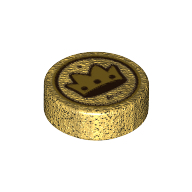 Деталь LEGO Tile Round 1 x 1 with Golden Crown print, Жемчужно-золотой