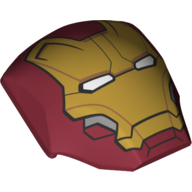 Набор LEGO Slope Curved 4 x 5 x 1 2/3 with Iron Man Face print, Темно-красный