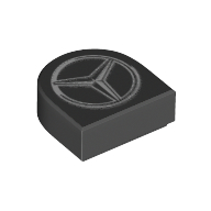 Деталь LEGO Tile 1 x 1 Half Circle with Mercedes Logo print, Черный