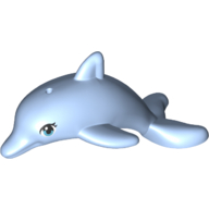 Набор LEGO Animal, Dolphin, Jumping with Bottom Axle Holder and Large Medium Azure Eyes Print, Bright Light Blue