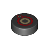 Tile Round 1 x 1 with Red/Yellow Eye print
