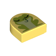 Деталь LEGO Tile 1 x 1 Half Circle with Kissing Frog print, Ярко-светло-желтый
