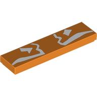 Деталь LEGO Tile 1 x 4 with White Markings print, Оранжевый