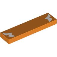 Деталь LEGO Tile 1 x 4 with White Markings print, Оранжевый