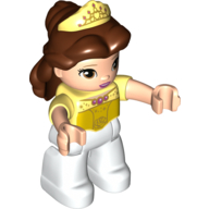 Деталь LEGO Duplo Figure Belle, Reddish Brown Hair, White Legs, Bright Light Yellow Tiara Print, Ярко-светло-желтый