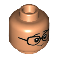 Деталь LEGO Minifig Head, Eyebrows, Glasses / Smile Print, Телесный