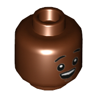 Деталь LEGO Minifig Head, Eyebrows Raised, Open Mouth Smile / Worried Print, Красно-коричневый